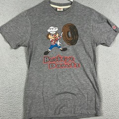 Homage T-Shirt Mens Small Grey Buckeye Donuts Graphic Tee Crewneck Short Sleeve