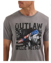 L Large Wrangler Men’s Gray Willie Nelson Graphic Print Short Sleeve T-Shirt New