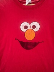 Anvil Sesame Street Elmo Men’s Women’s T Shirt Cartoon Tee Red Size Large