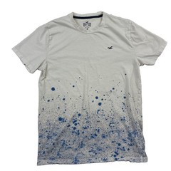 Hollister Mens M White Blue Paint Splatter Graphic T-Shirt Must-Have Collection