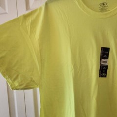 Athletic Works Mens 2XL Acid Yellow Cotton Tee Loose Fit Breathable NWT