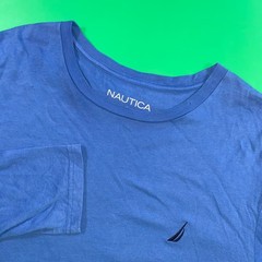 Nautica Mens Blue Long Sleeve T-Shirt Casual Everyday Minimalist Logo