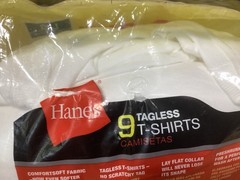 NOS 2015 Hanes 9 Pack XL 46-48 White 100% Cotton Wicking T-shirts