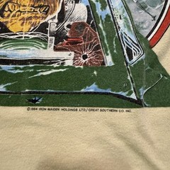 Vintage 1984 Iron Maiden Aces High Camo Band T-Shirt Size Medium 80s Concert