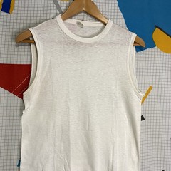 Vintage 40s White Tshirt Paper Thin Medium Sleeveless 50s Rockabilly Champknit