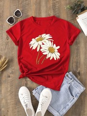 Women’s Printed Shirt Fashion Floral Print T-Shirt Casual T-Shirt Top Pullover♮