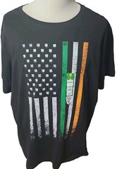 New Mens Irish St Patricks Day Flag Clovers T Shirt Size 3XL Black Green White