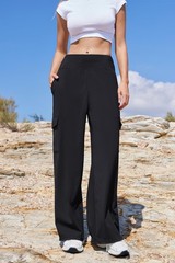 Women Casual Wide Leg Cargo Pants Stretch High Waisted Pull On Lounge Work Pa…