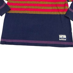 Vintage Americo Long Sleeve Mock Neck Shirt Me A Men’s L Navy Red Stripe 90s USA
