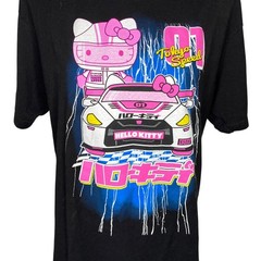 Hello Kitty Tokyo Speed Racing Shirt Large Black Cotton JDM Anime Cyberpunk Tee