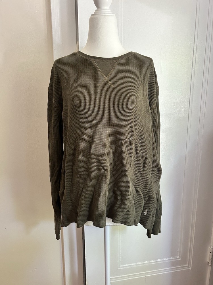 Polo Ralph Lauren Sleepwear Thermal Shirt Medium Olive Green Waffle Knit Cotton
