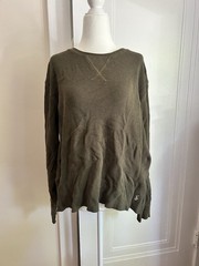 Polo Ralph Lauren Sleepwear Thermal Shirt Medium Olive Green Waffle Knit Cotton