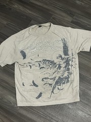 Men’s Graphic Print Crew Neck Short Sleeve T-Shirt White/Gray M Rhinestone