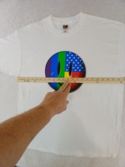 Vintage Y2K Smiley Face Shirt XL Fruit Of The Loom Rainbow USA Flag Graphic Tee