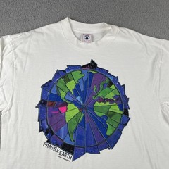 Vtg Delta Large White Shirt Fragile Earth Common Threads 90s Made In USA Art Tee