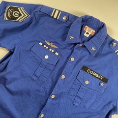 Rebel Military Combat Short Sleeve Shirt Embroidered Costume Patches Men’s L