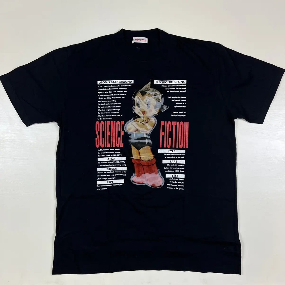 Vintage Tezuka Osamu Astro Boy Mighty Atom Lenticular Graphic Tee Black M