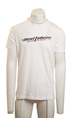 Diesel Industry Denim Division Mens White Cotton Logo T-Shirt Size L New