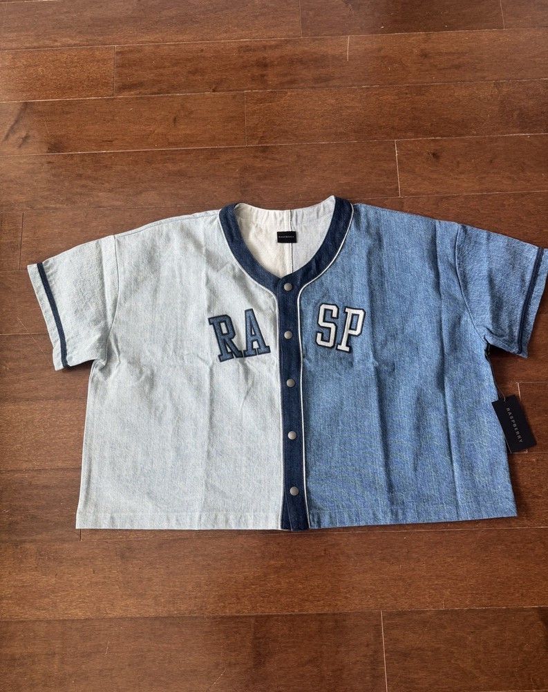 GV Gallery Raspberry Hills Two Tone Denim Baseball Jersey Medium