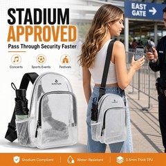 Clear TPU Crossbody Sling Bag for Stadium Events, Waterproof Transparent Ches…