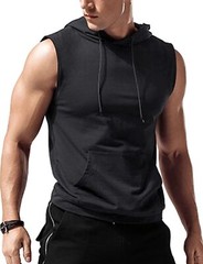 Men’s Workout Hooded Tank Tops Sleeveless Gym Training Bodybuilding T Shirt