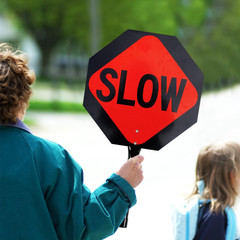 Stop Slow Traffic Sign With Handle Double Sided Safety Paddle Sign 2 Pack 13×13″