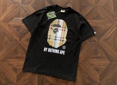 A Bathing Ape Mens Black Logo Graphic Crewneck T-Shirt