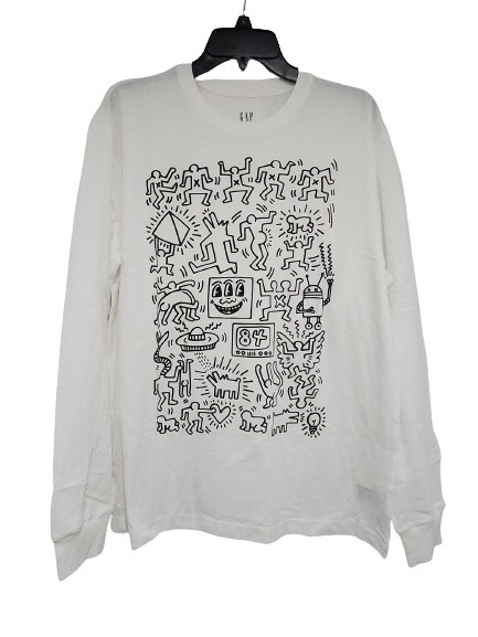 New Keith Haring Art Collage Mens Medium Pop Street Art Soft Cotton L/S Tee