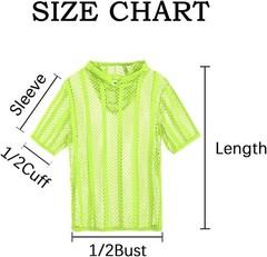 Zonbailon Men’s Sexy See Through Fishnet Hoodies Short Sleeve T-Shirt Sheer