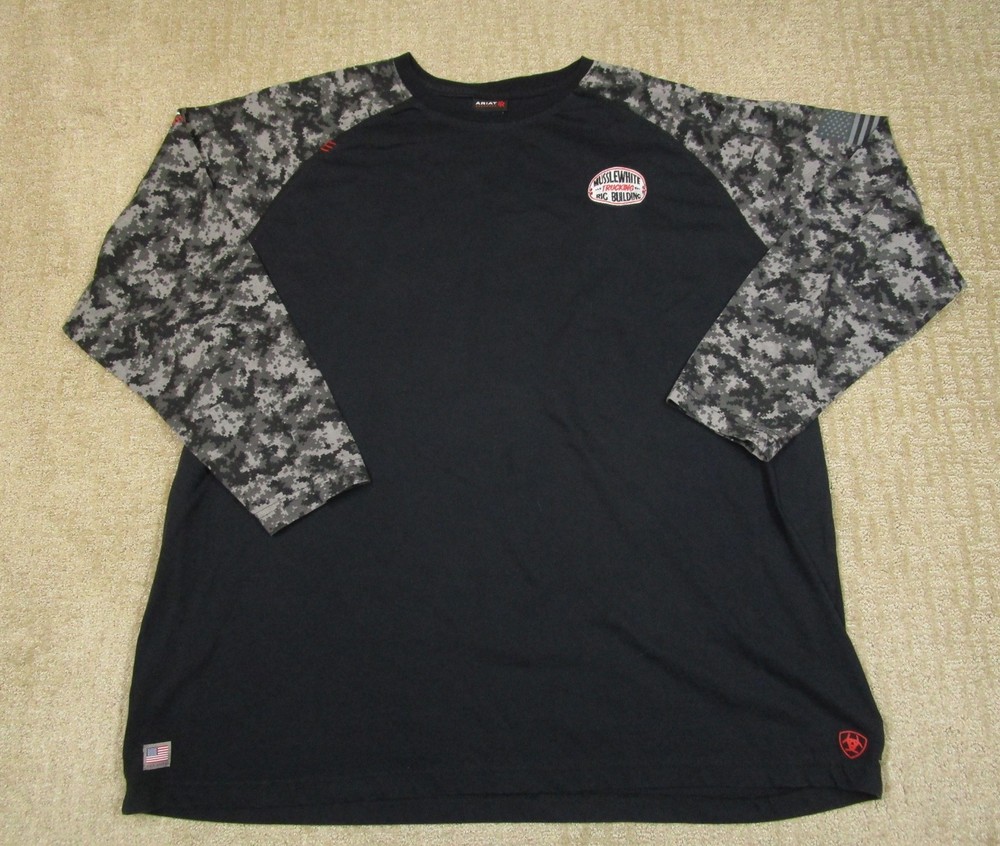 Ariat FR Shirt Men 4XL Black Camo Fire Flame Resistant Long Sleeve CAT2 Logo