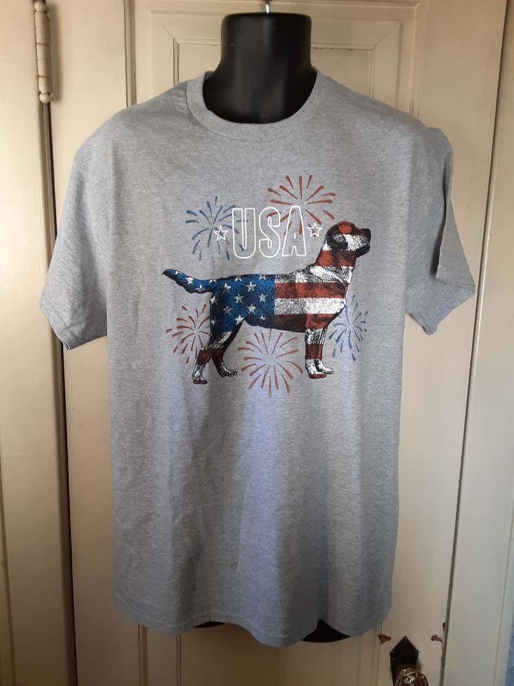 Academy Sports Men’s Patriotic Dog T-Shirt Size Large NEW WITH TAGS