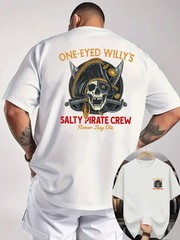 Casual T-Shirt with Round Neck And Short Sleeves, It Features a Pirate Theme