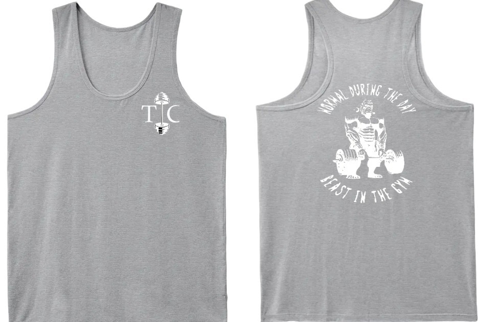 Men’s “Beast In The Gym” Gray 2X-Large Slim Fit Tank Tops “Till I Collapse”