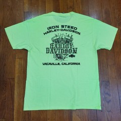 Harley-Davidson Shirt Mens Large Green Iron Steed Vacaville CA Graphic