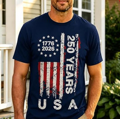 250 Anniversary USA: 1776-2026 250th Birthday Patriotic American Flag T-Shirt
