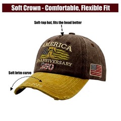 250th US 1776-2026 Anniversary Cap, Embroidered Adjustable Patriotic Baseball…