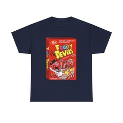 Wacky Packages Fruity Devils Cereal Printed T-Shirt Funny Fruity Pebbles Parody
