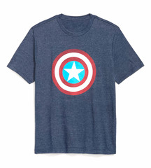 Old Navy Men’s XL Blue Crew Neck Short Sleeve Marvel Captain America Shield Tee