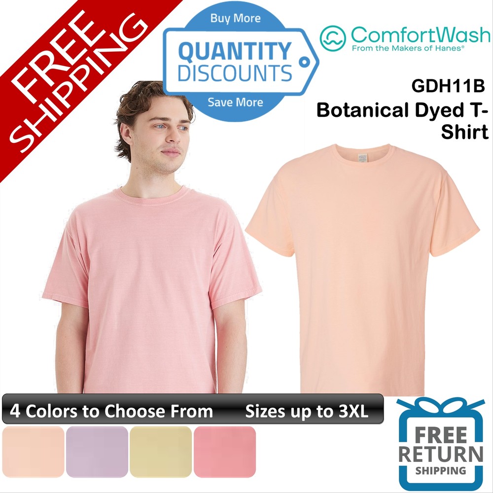 Comfortwash By Hanes Men Botanical Dyed T-shirt Ring-spun Cotton Upto 3XL Gdh11b