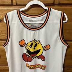 Pac-Man Basketball Jersey Men L White C-Life Group Bandai Namco Power Up Japan