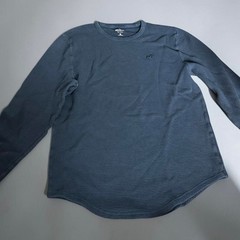 Hollister California Navy Waffle-Knit Thermal Long Sleeve Shirt