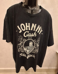 Johnny Cash The Man in Black Graphic T-Shirt Black Size 2XL Country Music Band