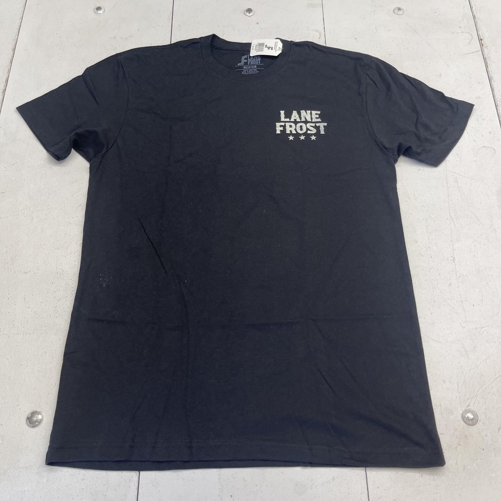 Lane Frost Shirt Mens Medium Black America Forever Graphic Tee Rodeo Patriotic