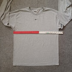 Vintage Nike T Shirt Mens Large Gray Embroidered Center Swoosh Long Sleeve Y2K