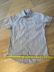 Gucci Luxury Short Sleeve Button Up Shirt Men’s 15 3/4 (40) Gray Made in Italy