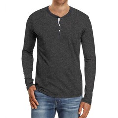Zonbailon men’s long sleeve solid color crew neck breathable cotton t-shirt