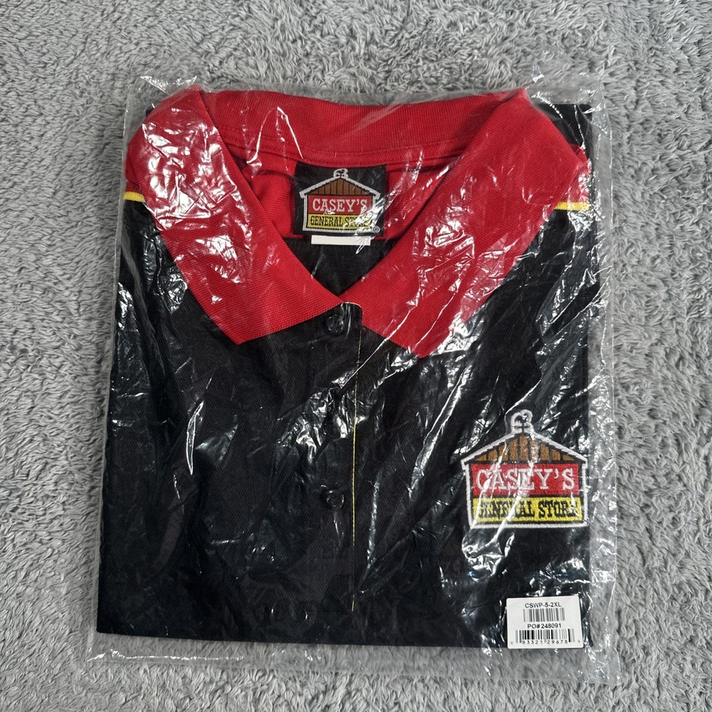 Casey’s General Store Black 100% Cotton Polo Employee Work Shirts Adult SZ 2XL