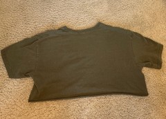 Cropped Graphic T-Shirt Olive Green Delta large cotton casual fall spring summer