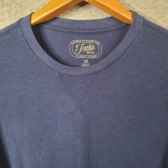 Jachs Shirt Mens M Blue Waffle Knit Thermal Cotton Blend Long Sleeve Casual