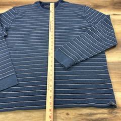 Eddie Bauer Thermal Shirt Men XL Heritage Cotton Blend Waffle Knit Blue Striped